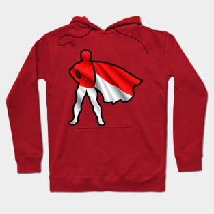 Indonesian Hero Wearing Cape of Indonesia Flag Hope and Peace Unite in Indonesia Hoodie